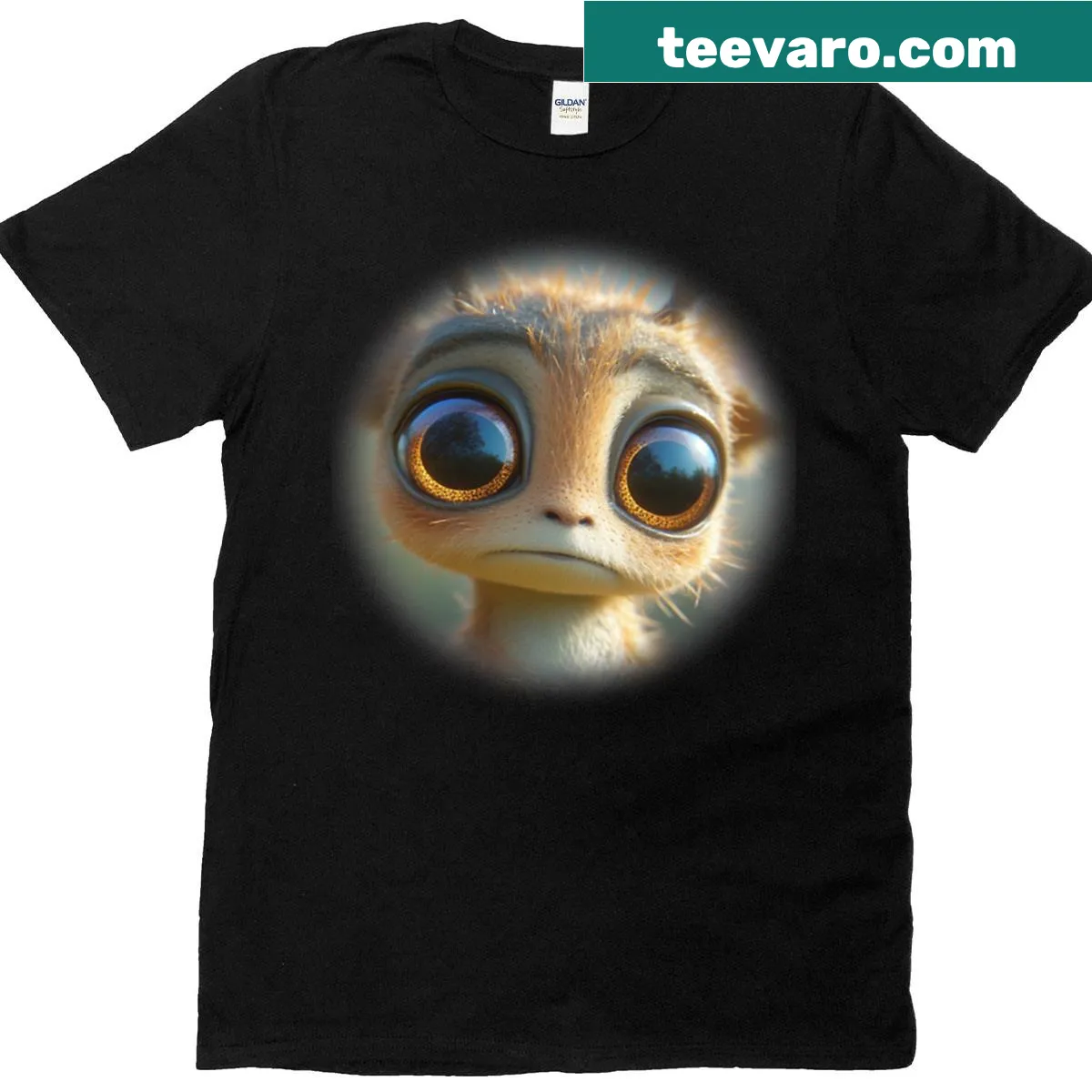 Illustrative T-shirt featuring woodland creatures in a serene glade — on a men's t-shirt