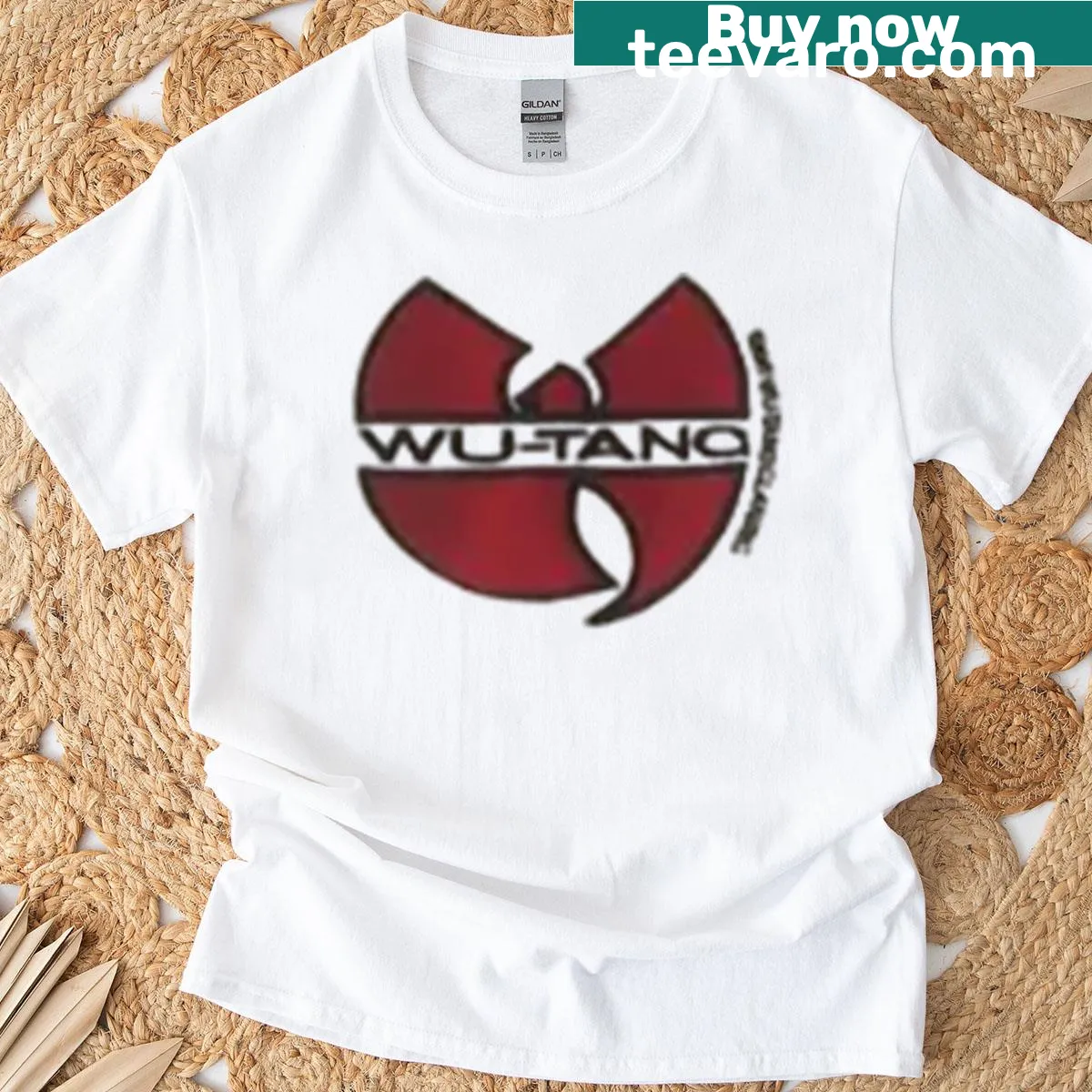 Vintage Wu Wear hockey jersey style graphic T-shirt — on a men's t-shirt