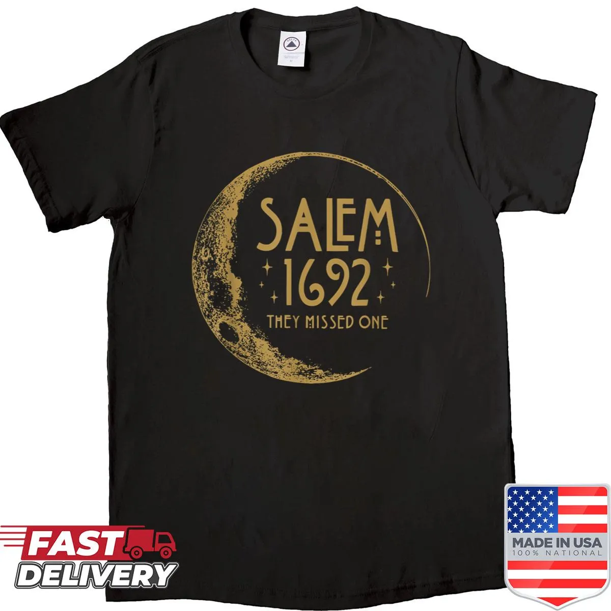 Halloween shirt featuring a whimsical witch and witty text about witch trials.