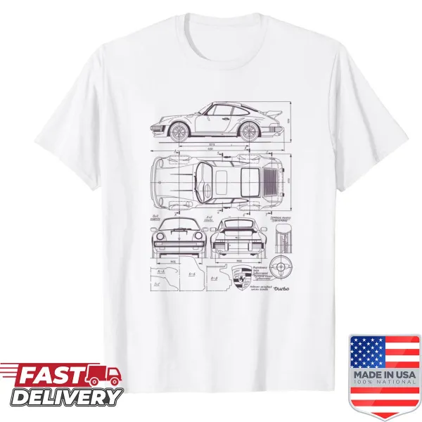 Shirt featuring a patent design of the Porsche 911 and 930 models