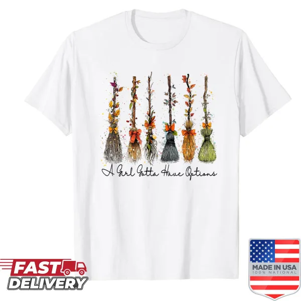 Halloween graphic tee featuring witches and the phrase about options