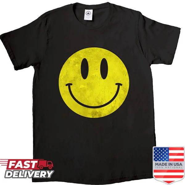 Retro Acid House Smile shirt with playful smiley graphic