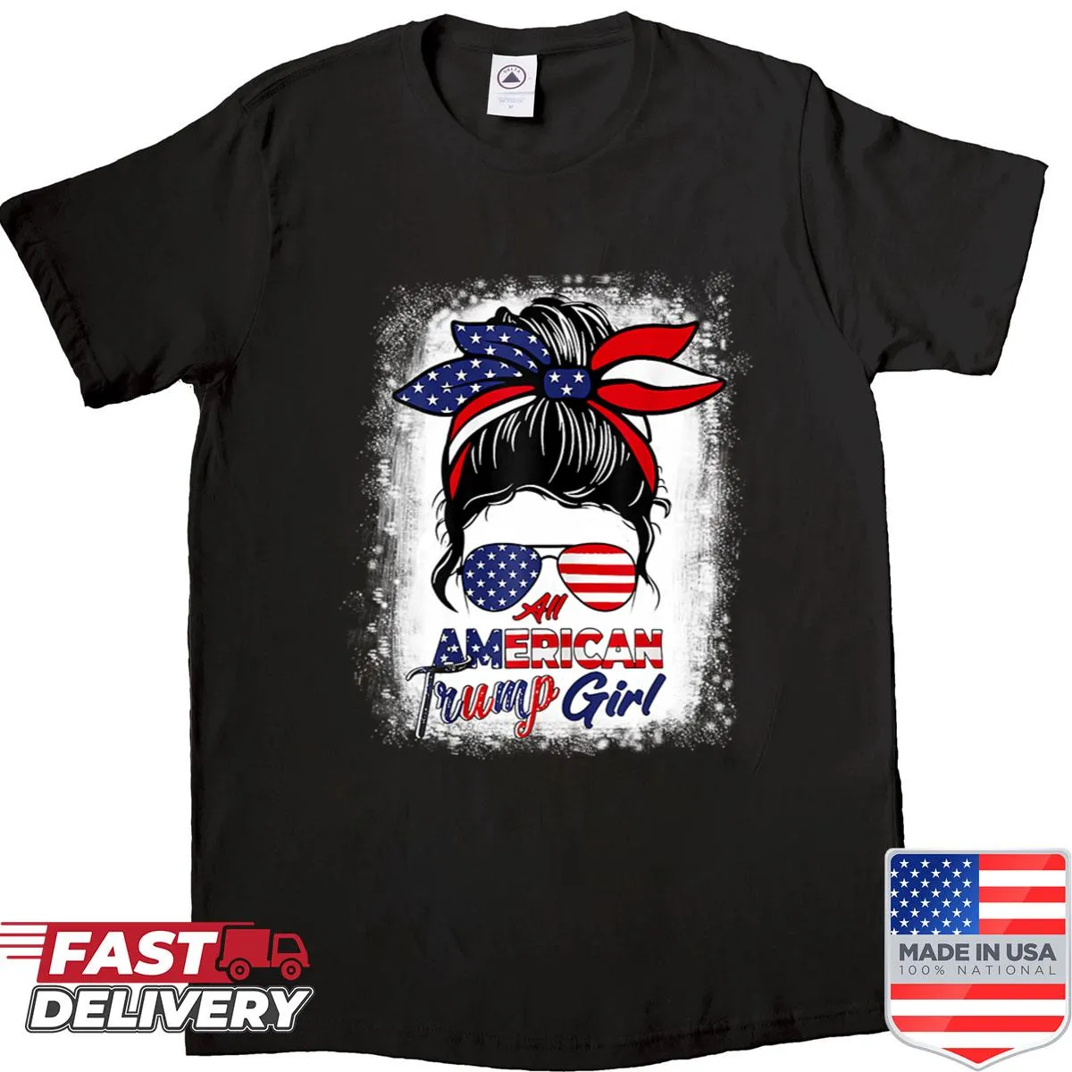 Oversized shirt featuring an All American girl design for Trump 2024.