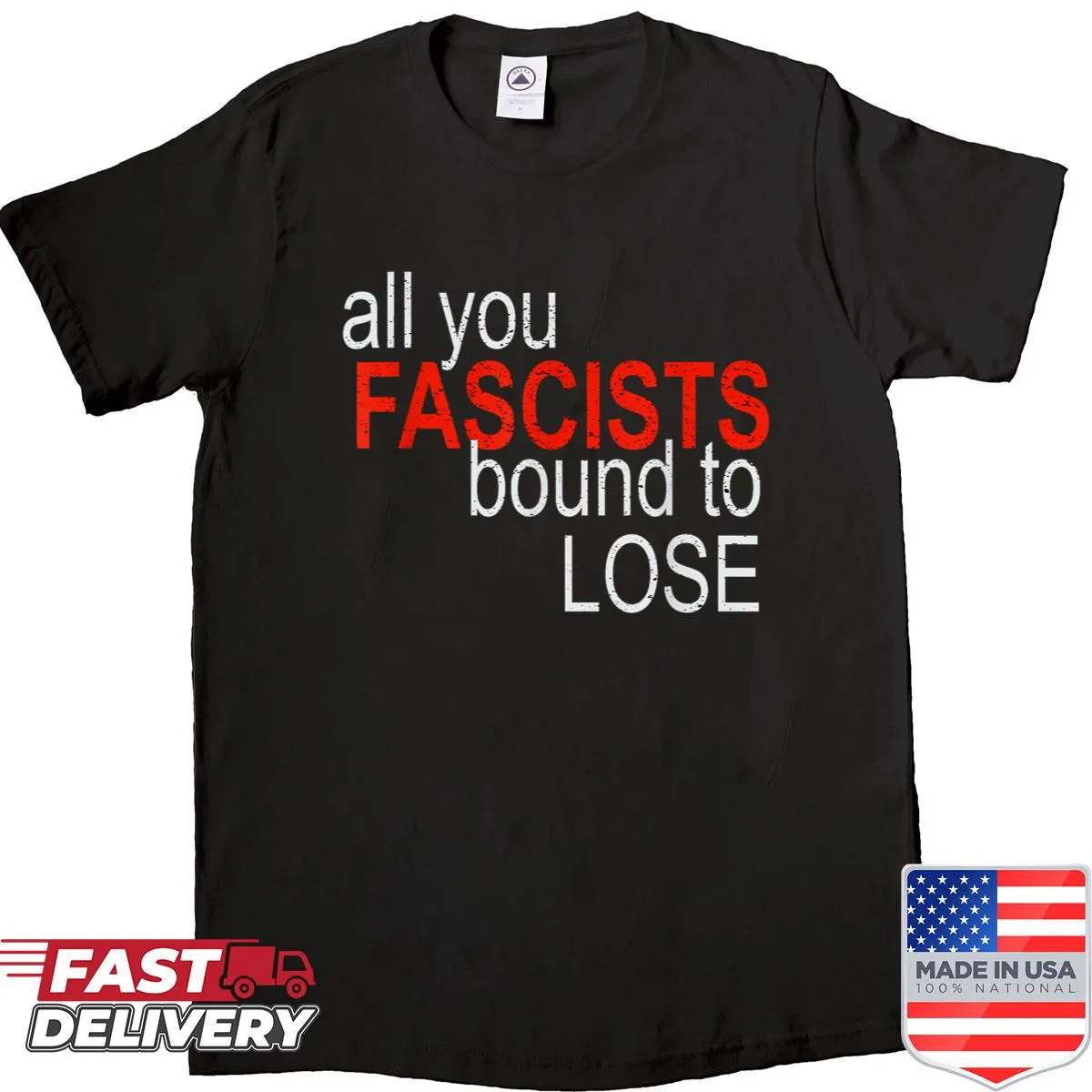 Bold graphic t-shirt with political message