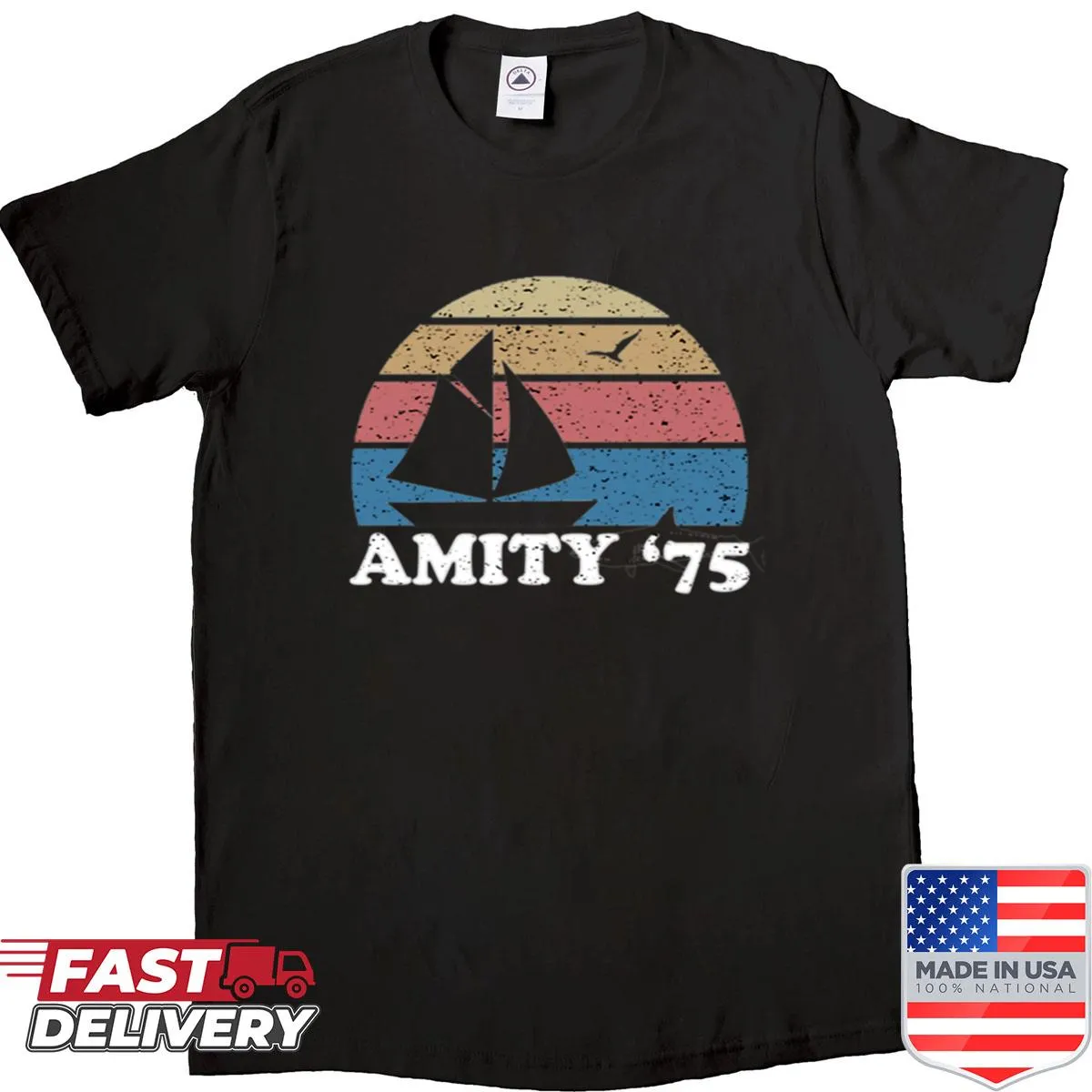 Graphic t-shirt inspired by Jaws and Amity 75
