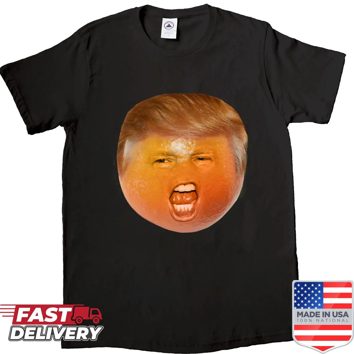 Sarcastic T-shirt featuring an angry orange figure graphic