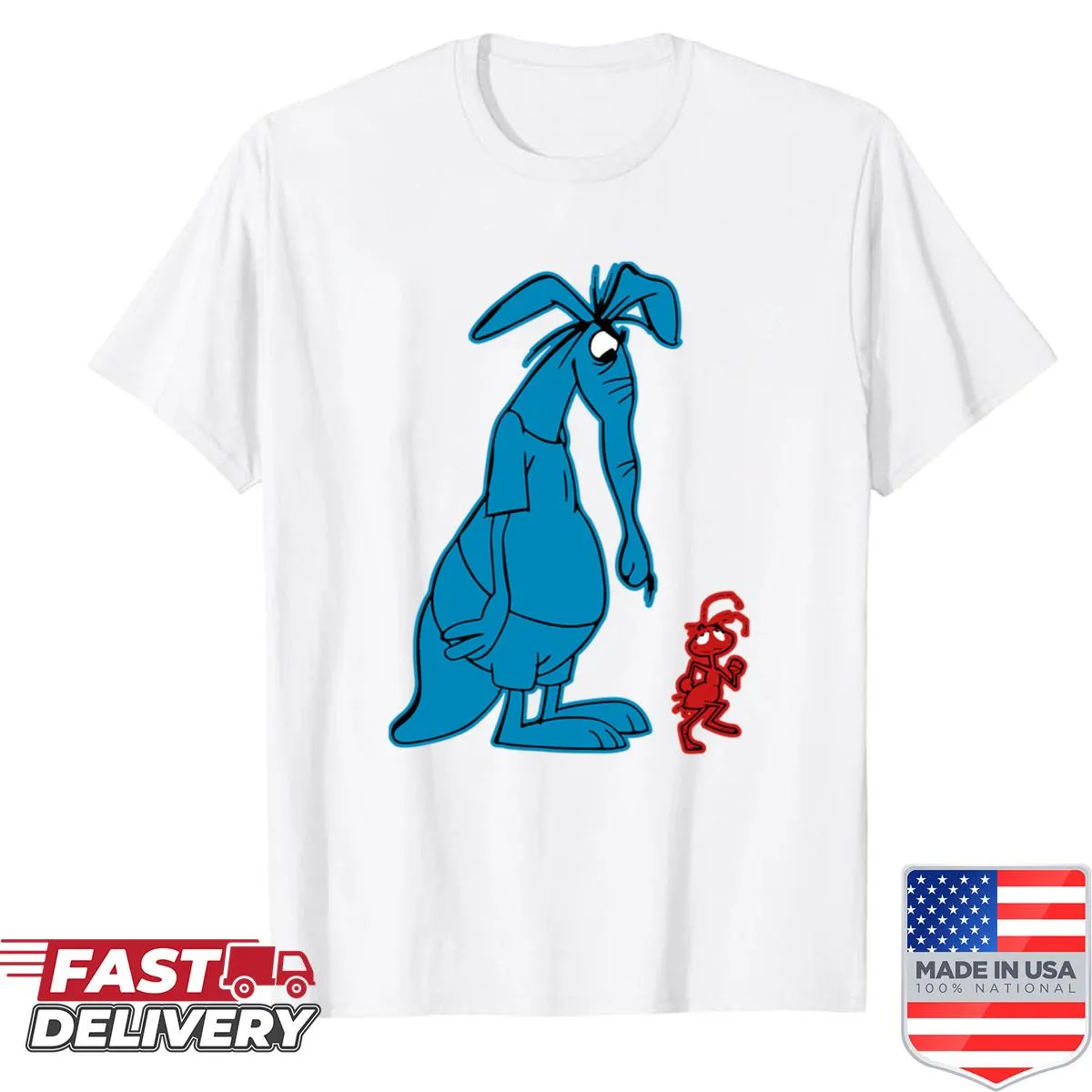 Cartoon Ant and Aardvark graphic T-shirt capturing their playful rivalry.