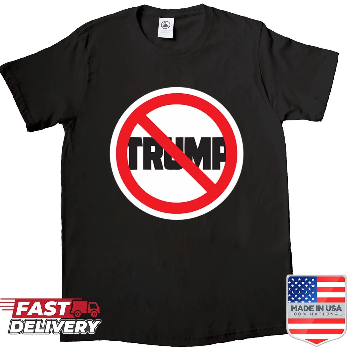 Bold Anti Trump typography shirt for political expression.