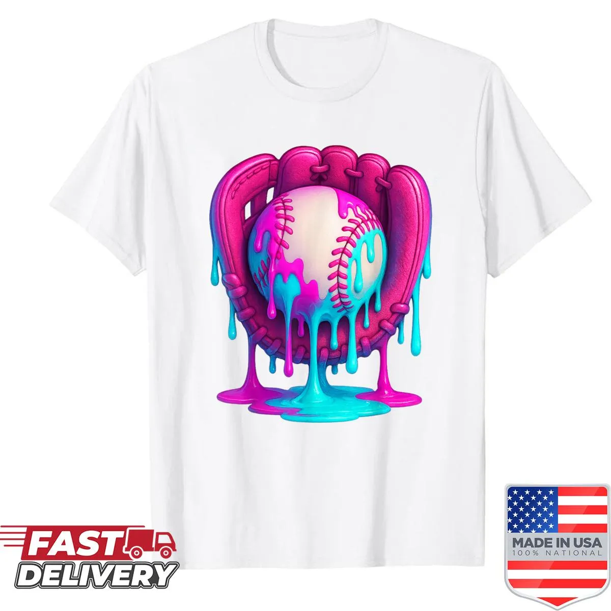 Youth baseball shirt featuring a baseball with an ice cream drip design