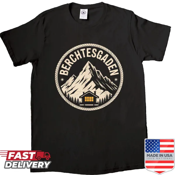 Illustration of Berchtesgaden mountains and forests on a shirt