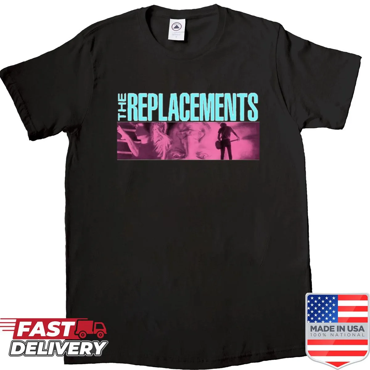 Retro design honoring The Replacements band on a t-shirt