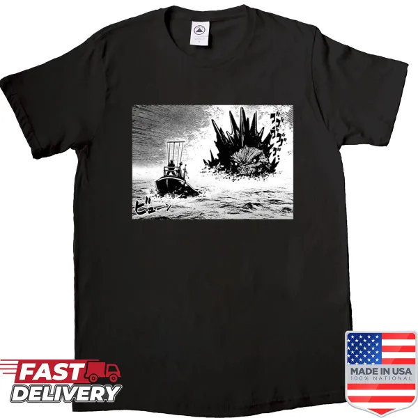 Dynamic Boat Chase T-shirt featuring a thrilling boat design
