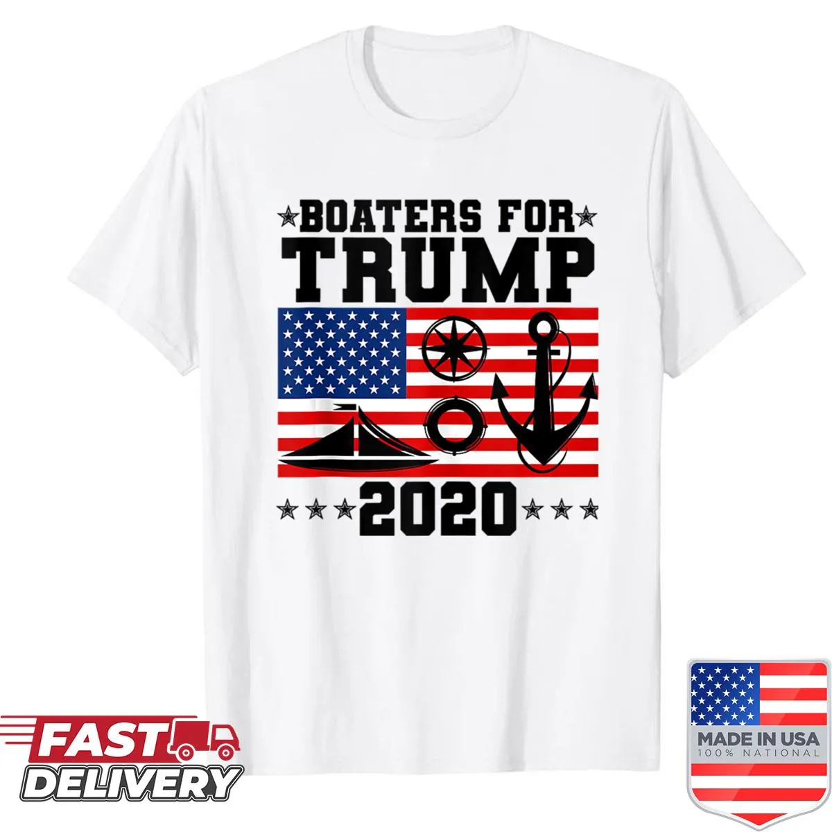 Vintage American flag graphic shirt supporting Trump