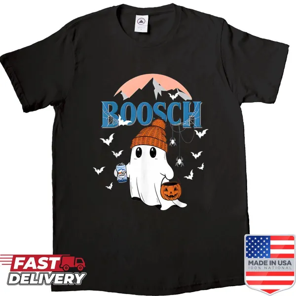 Funny Halloween shirt with a ghost and pumpkin illustration for beer lovers