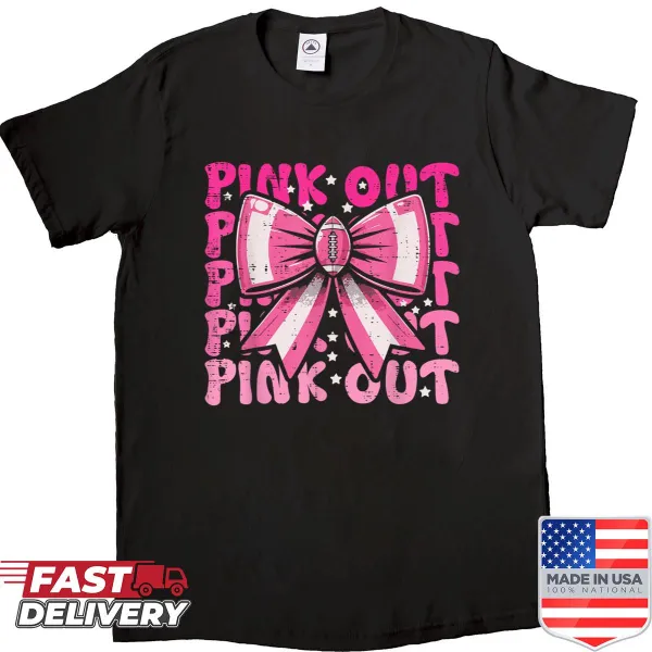 Pink ribbon graphic on women's awareness shirt for breast cancer