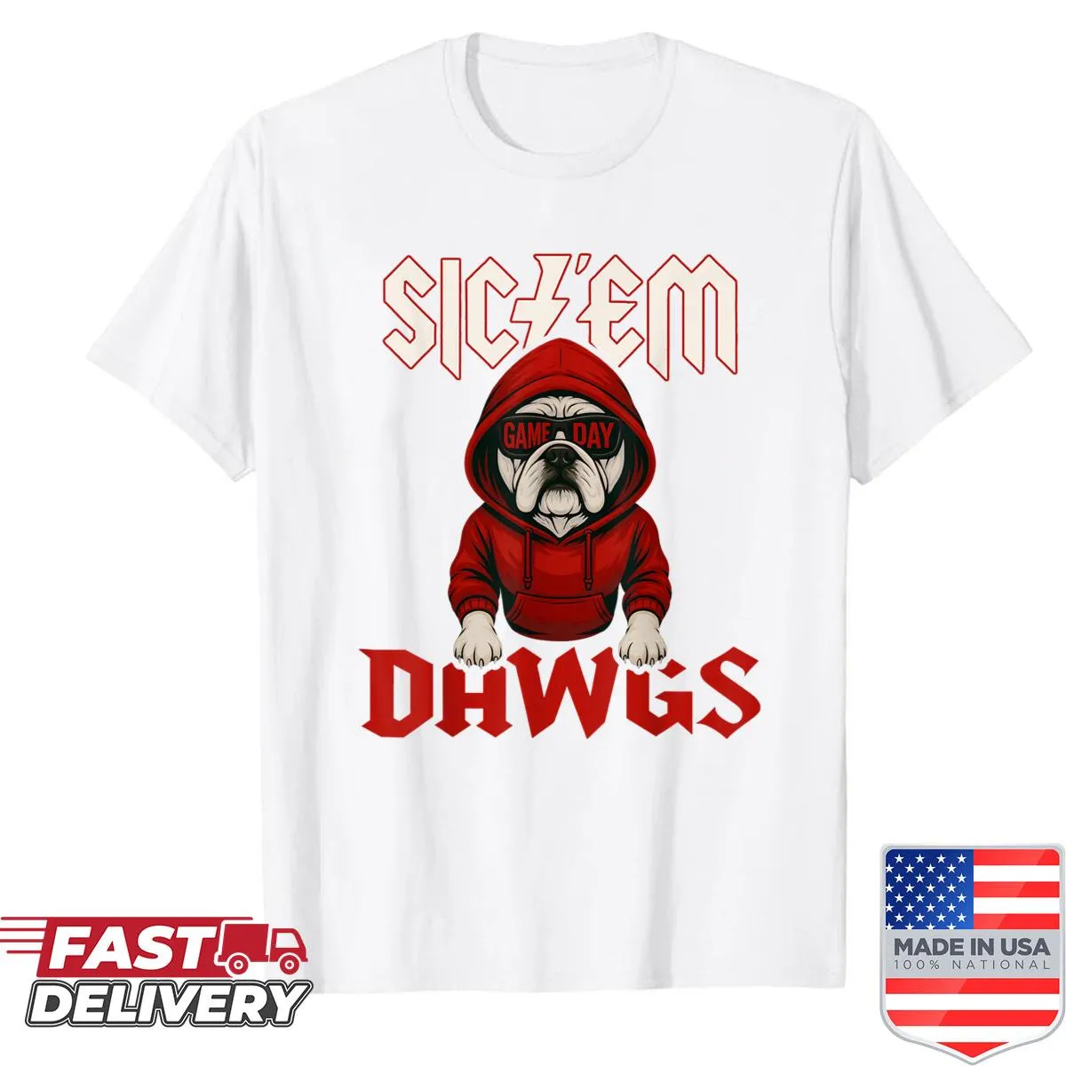 Retro bulldog graphic for game day on a shirt