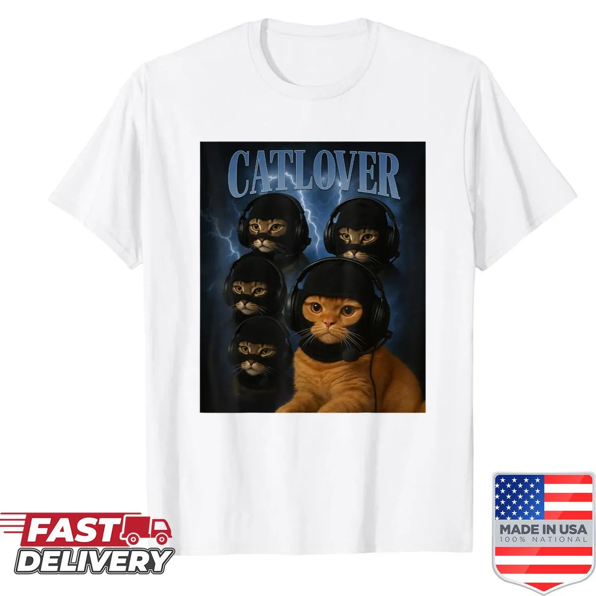 Funny shirt featuring cats in gaming headsets