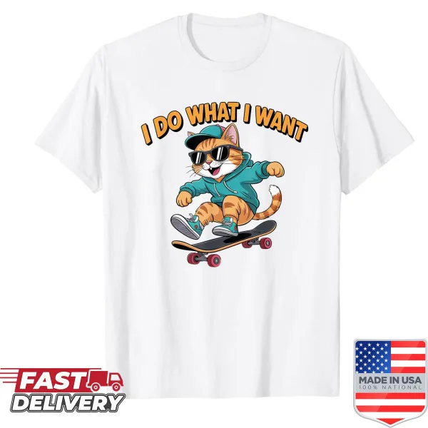Funny cat meme t-shirt with a rebellious quote about cups.