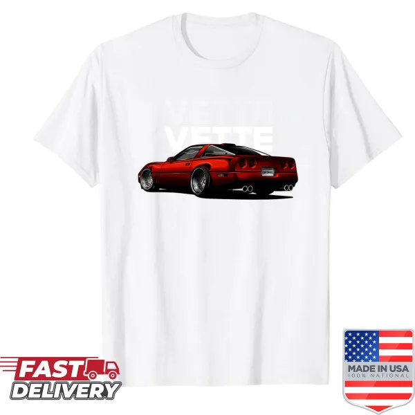 Illustration of a Chevy Vette C4 on car enthusiast shirt