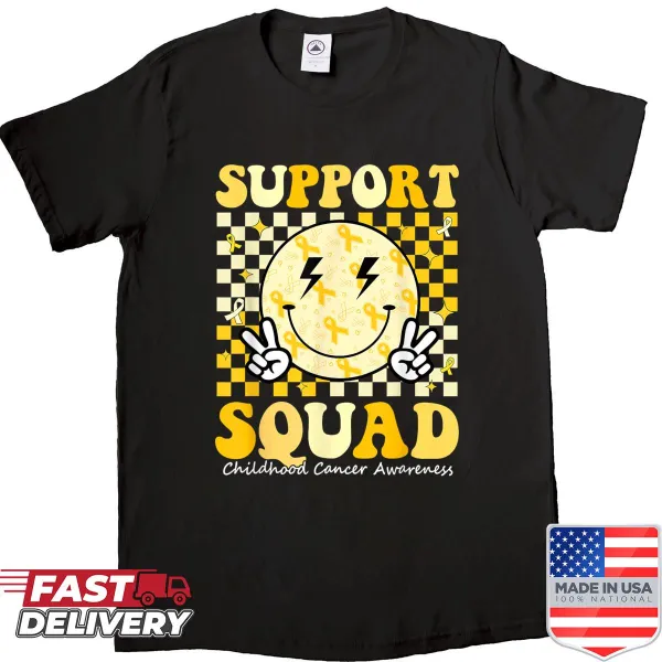 Gold ribbon childhood cancer awareness support shirt for kids