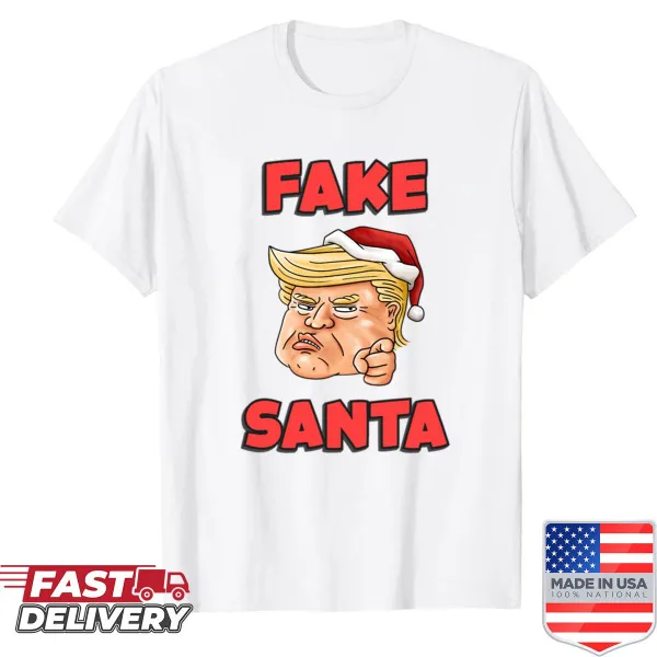 Funny Christmas shirt featuring a Santa with a unique hairstyle