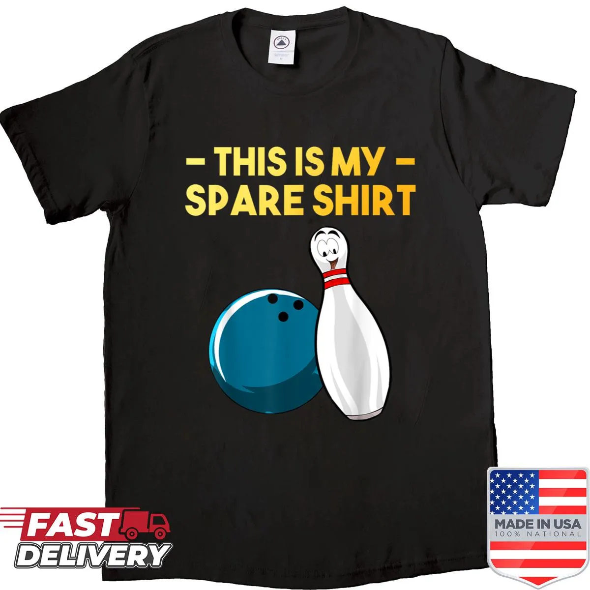 Funny bowling team gag shirt with a humorous design.