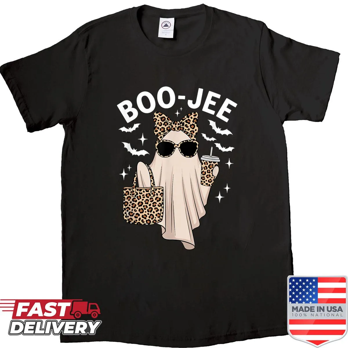 Cute leopard ghost shirt for Halloween with playful graphics