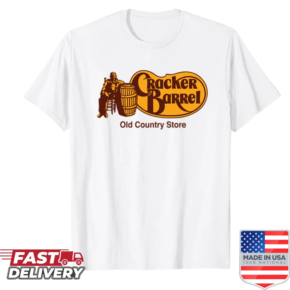 Vintage-style graphic representing Cracker Barrel on a shirt