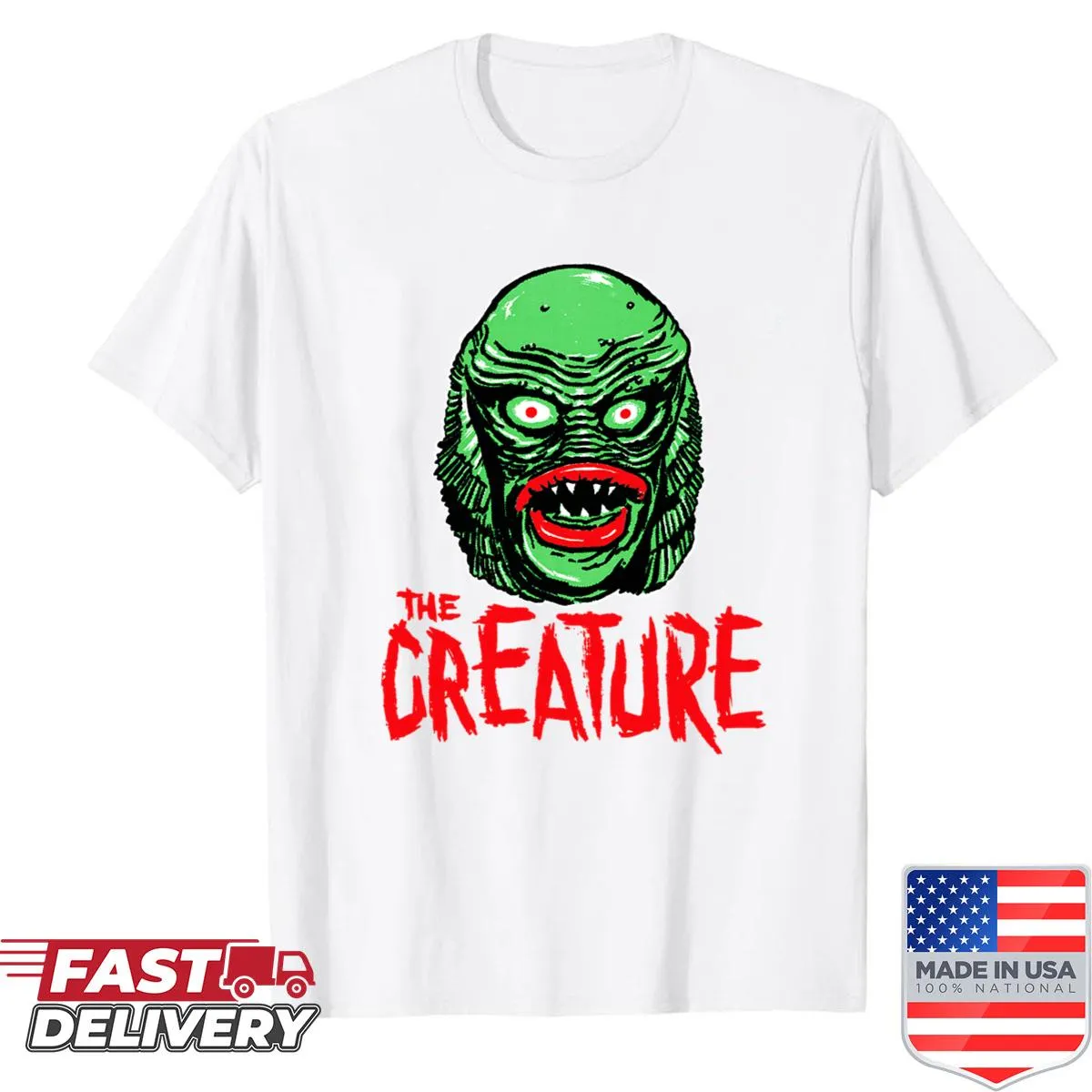 Vintage-style shirt with Creature from the Black Lagoon graphic