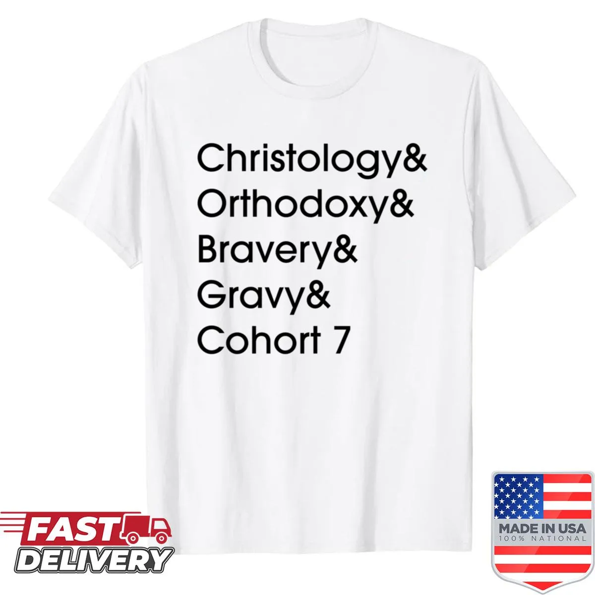 Cohort 7 shirt featuring clean typography design celebrating teamwork.