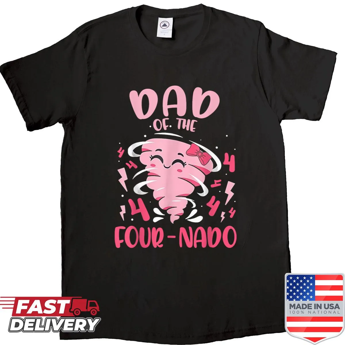 Humorous birthday shirt with tornado graphic for dads