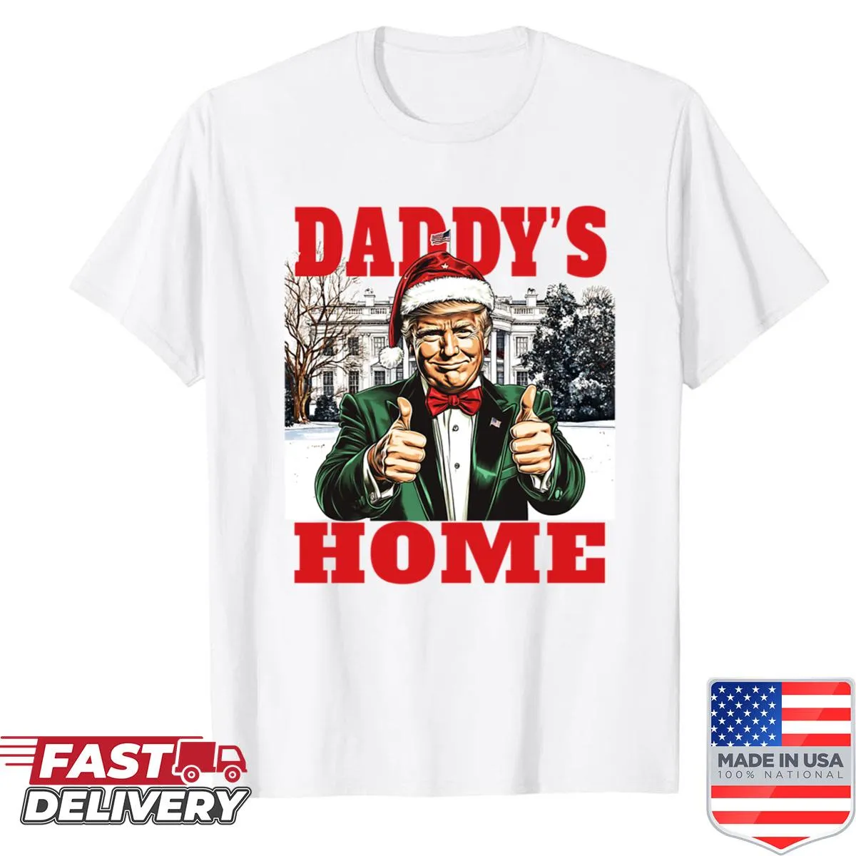 Christmas-themed shirt featuring humorous presidential design