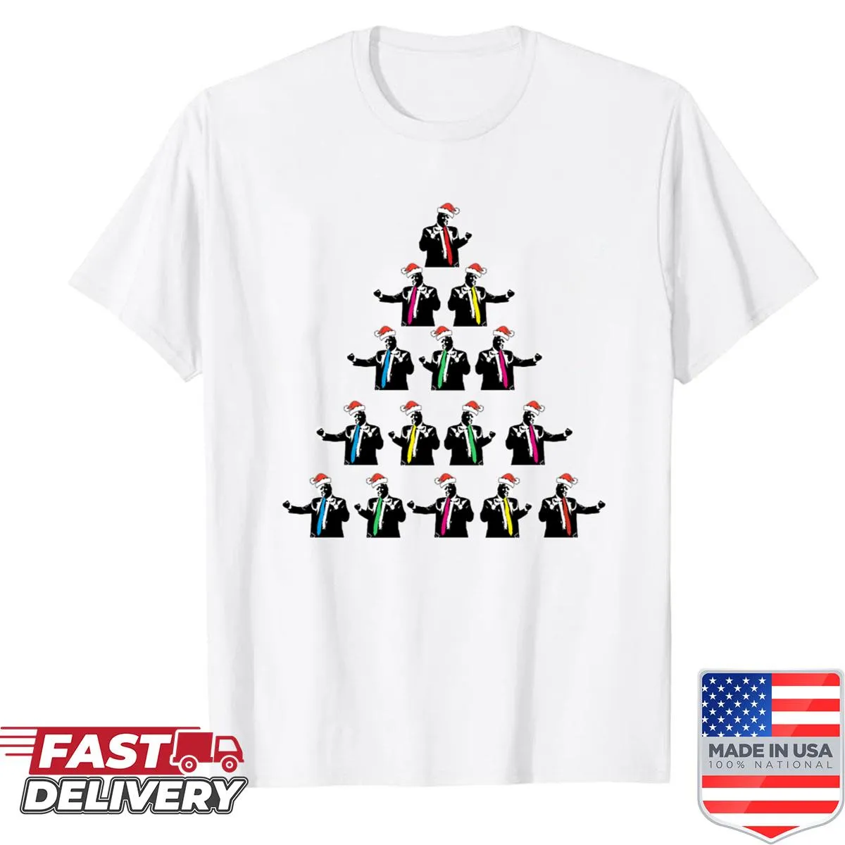 Funny Christmas T-shirt with a pun about Trump and a tree