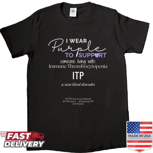 Text graphic supporting ITP awareness on a shirt