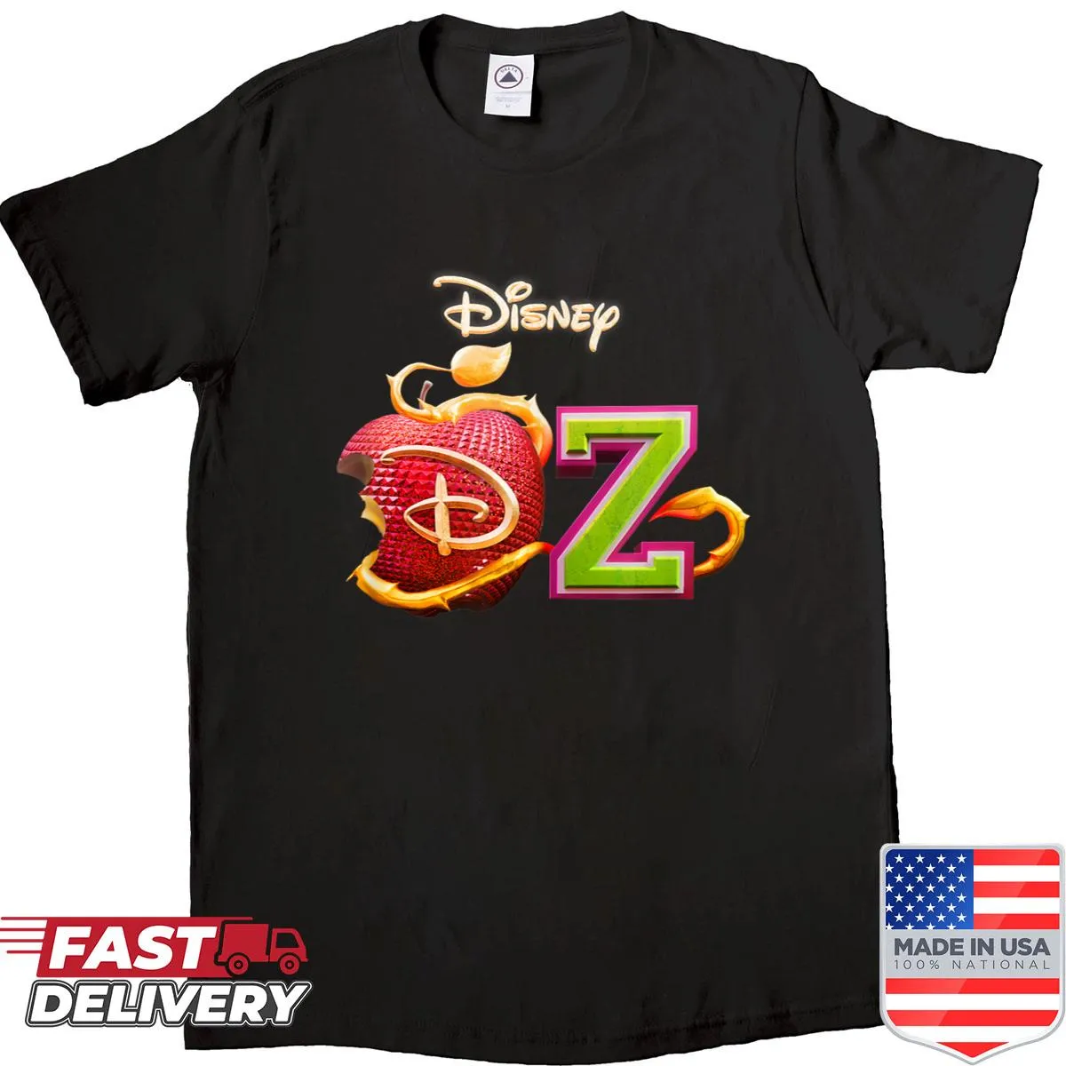 T-shirt featuring the Descendants Zombies 'Worlds Collide Tour' logo