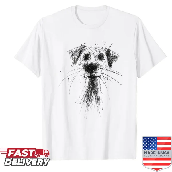 Cute abstract scribble art of a puppy on a shirt for dog lovers