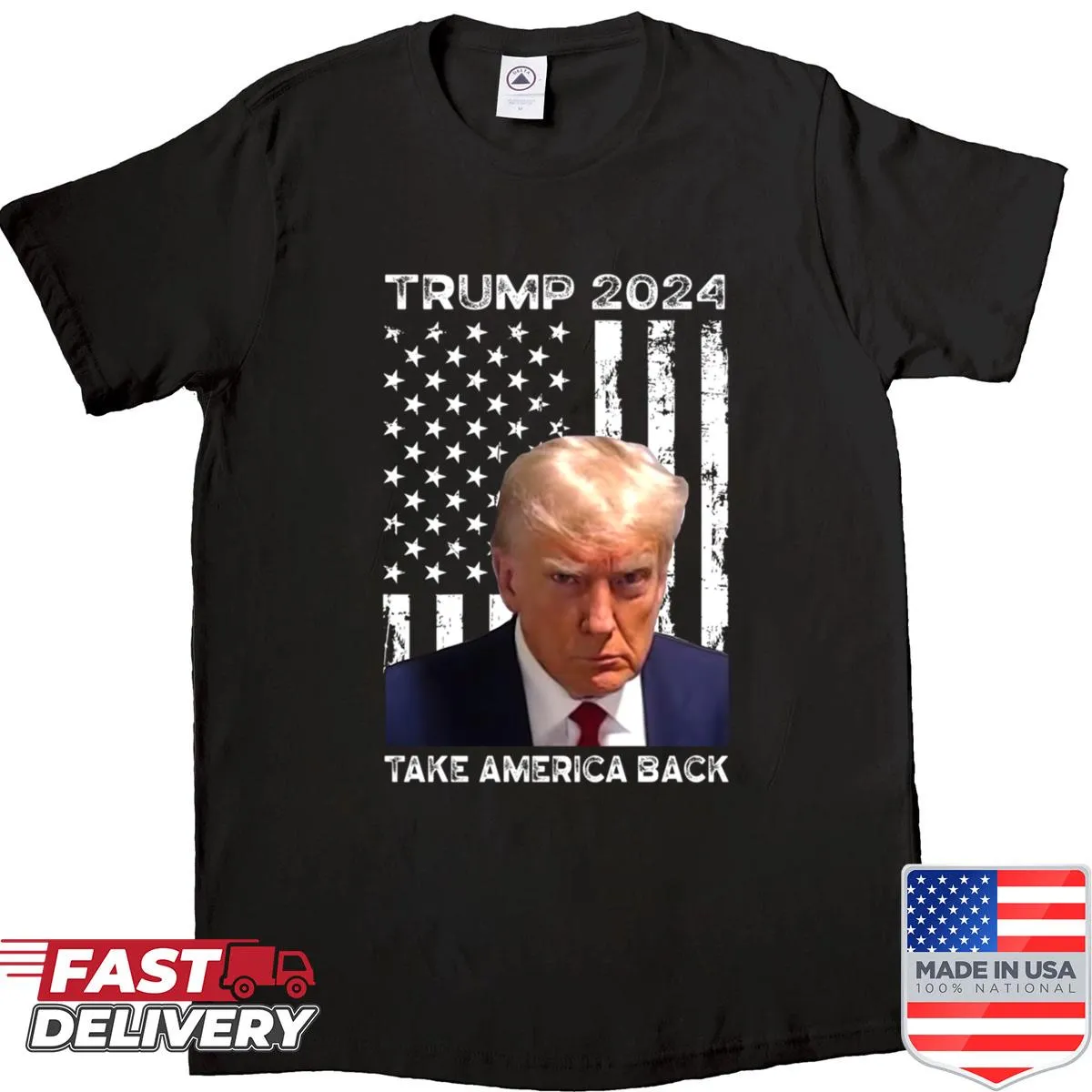 Patriotic T-shirt with 'Take America Back' and American flag graphic