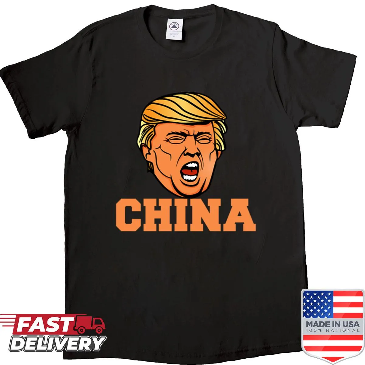 Oversized shirt featuring a bold anti-China message
