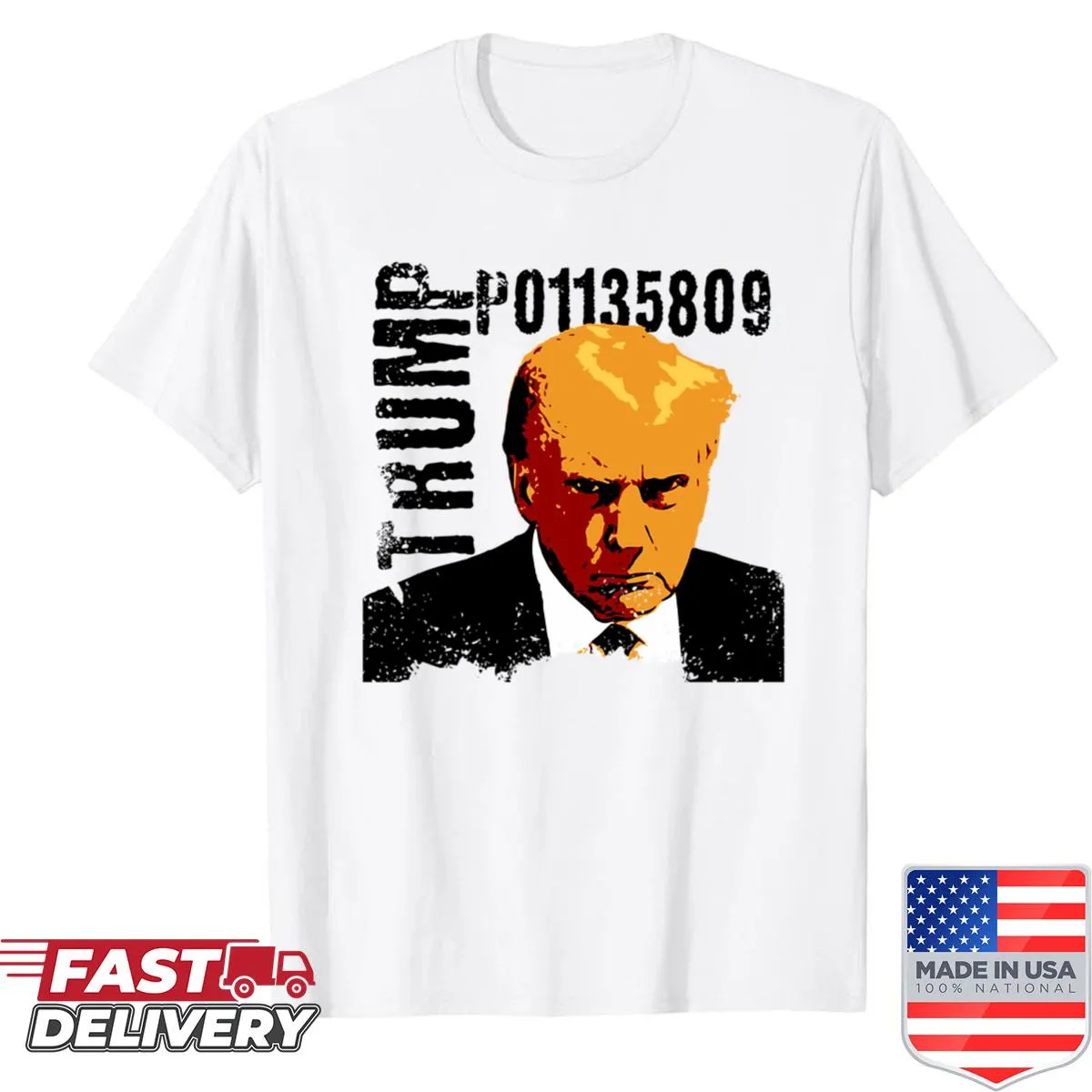 Donald Trump mugshot shirt featuring illustration from Fulton County Jail