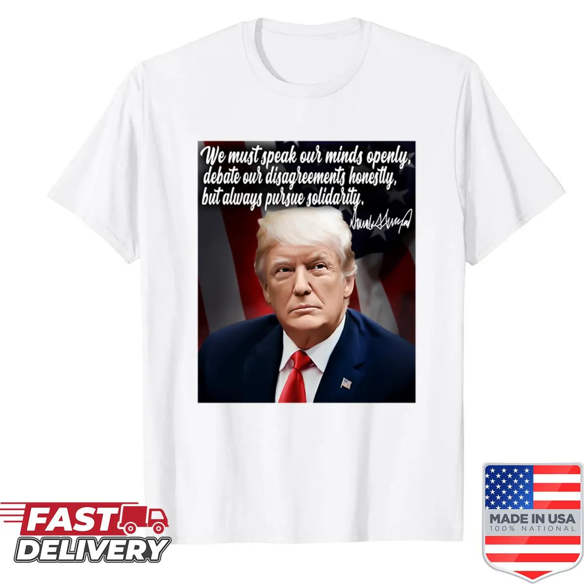 Typography shirt featuring inspirational quotes by Donald Trump