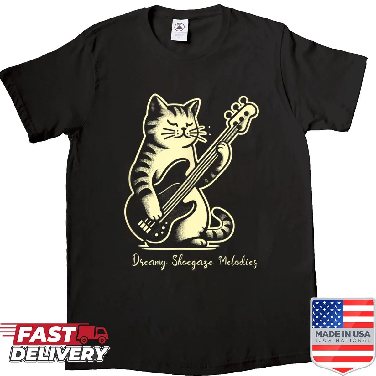 Funny cat meme shirt with guitar design for music lovers
