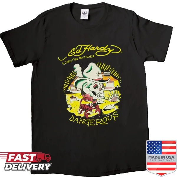 Vintage-style Ed Hardy shirt with tattoo-inspired graphics