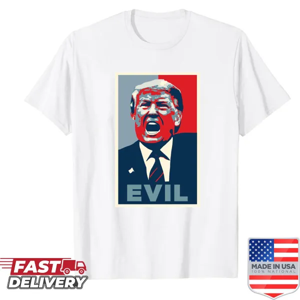 Illustration of an evil Donald Trump on a humorous t-shirt