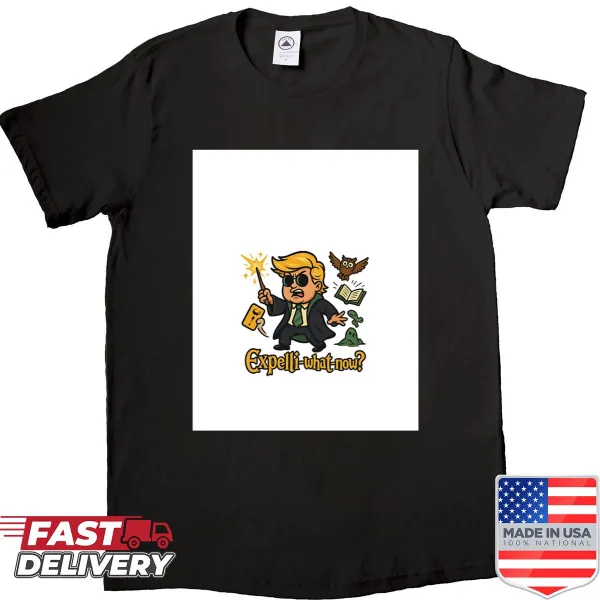Graphic shirt with the phrase 'Expelling What Now?' in bold typography