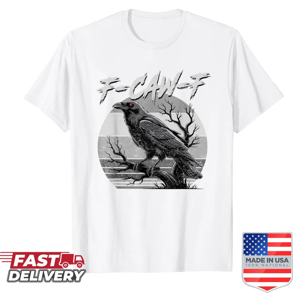 Funny black crow shirt with phrase 'F Caw F'