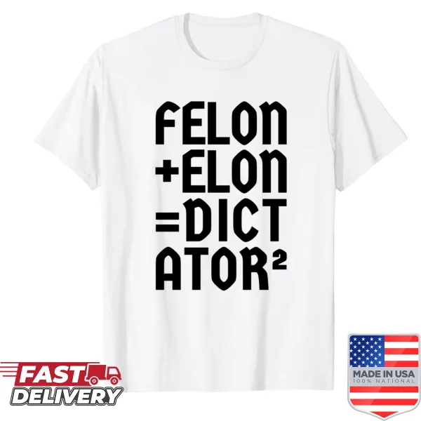 Bold black text on a T-shirt with a humorous political message.