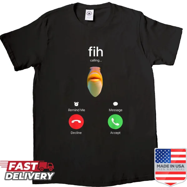 Funny fishing meme shirt featuring 'Accept or Decline' cartoon graphic
