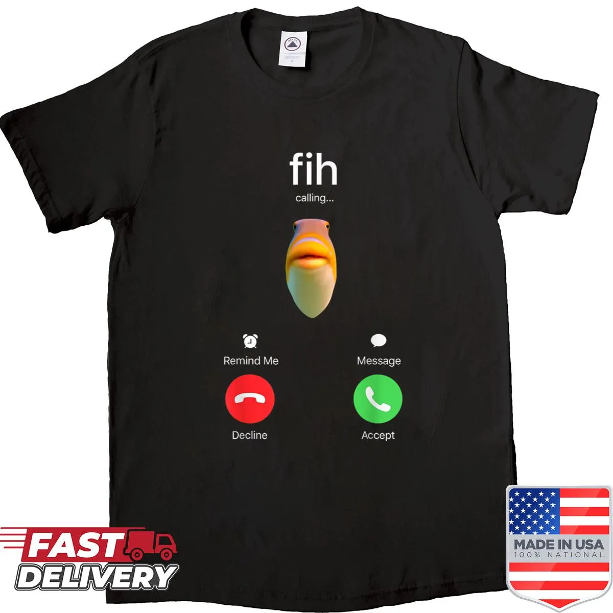 Funny fishing meme shirt featuring 'Accept or Decline' cartoon graphic