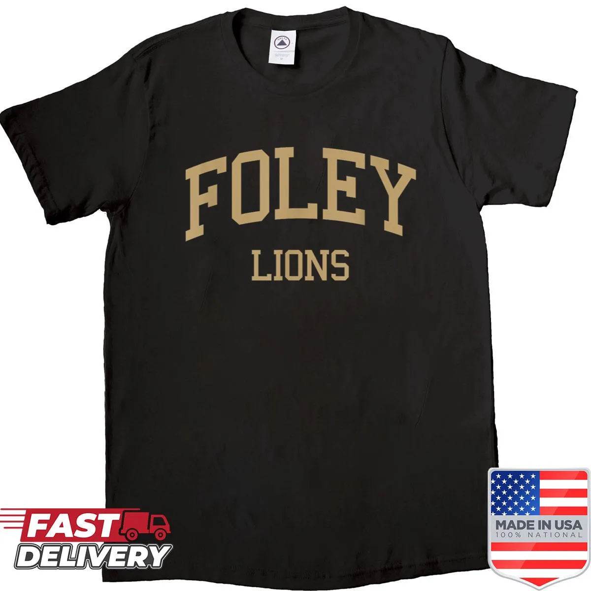 Retro sports shirt featuring Foley High School name and emblem
