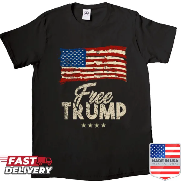 Typography T-shirt with 'Free Donald Trump' printed